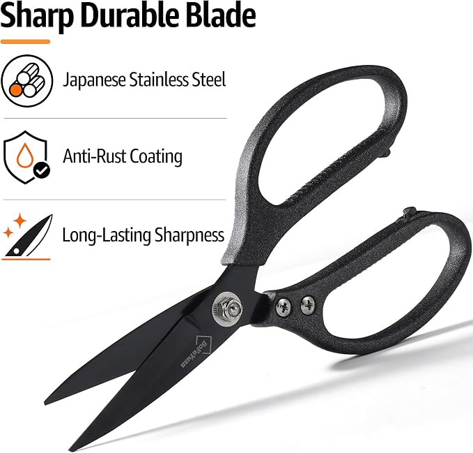 BoFuYuan 8.5 Inch Multipurpose Heavy Duty Scissors, Frosted Grey | Japanese - Image 4