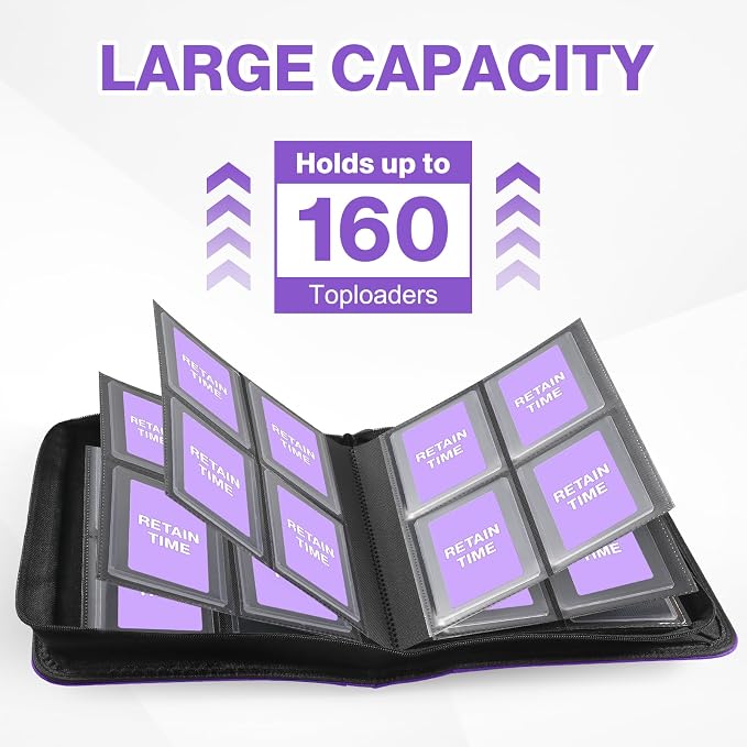 Toploader Binder, Holds 160 Toploaders, 100 Toploaders INCLUDED, 4-Pocket PU - Image 4