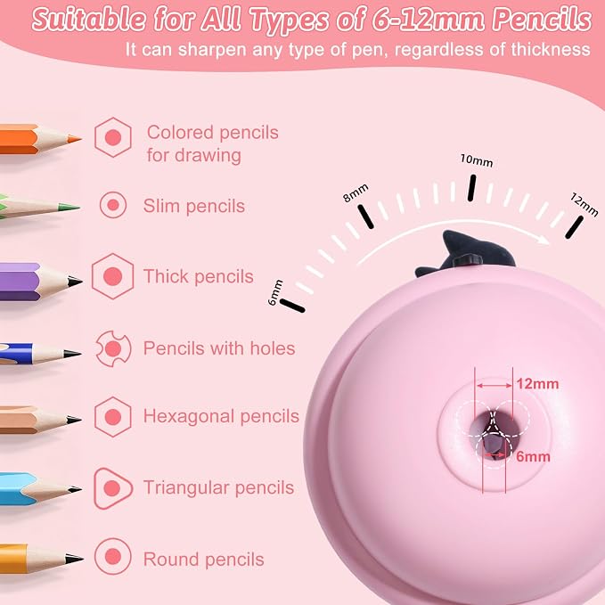 Rechargeable Electric Pencil Sharpener, 6-12mm Auto in & Out Fully Automatic - Image 6