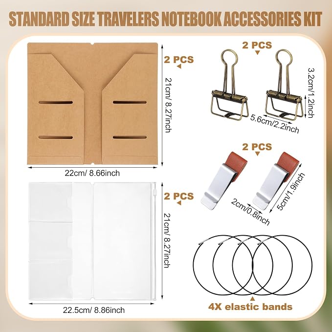 Travelers Journal Notebook Accessories Kit Include Travel Kraft File Folder - Image 2