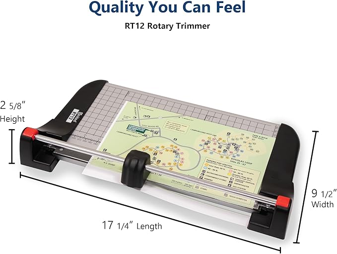 United Office Products RT12 Rotary Paper Trimmer, 12.5" Cut Length, 10 Sheet Capacity, Metal Base, Paper Cutter for Offices, Schools and Crafts-DeskLoop Office