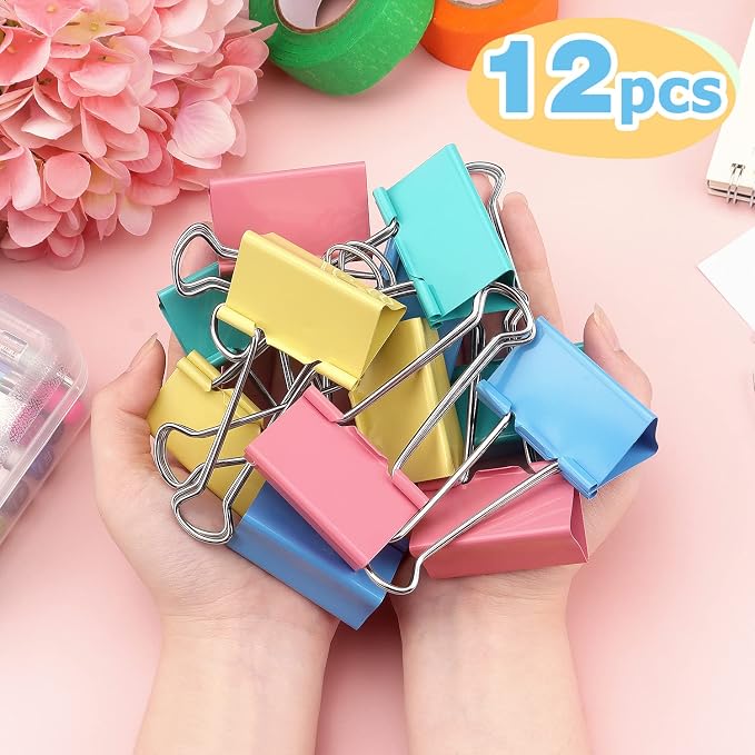 ZZTX 12 Pack Large Binder Clips 2.0 Inches Assorted Colors | Paper Clamps Clips - Image 5