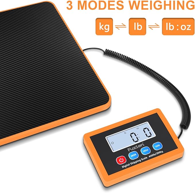 Fuzion Shipping Scale, 440LB/200KG x 10g Digital Postal Scale, Hold/Tare Function, Postage Scale for Packages Small Business/Luggage/Mailing, Battery & AC Adapter Included-DeskLoop Office