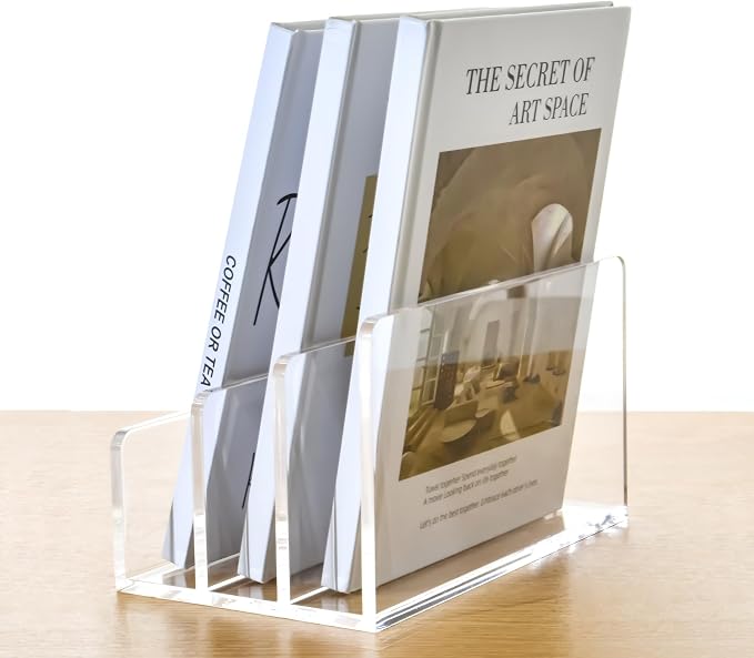 3 Compartments Clear Acrylic Mail Holder – Vertical Letter Sorter & - Image 4