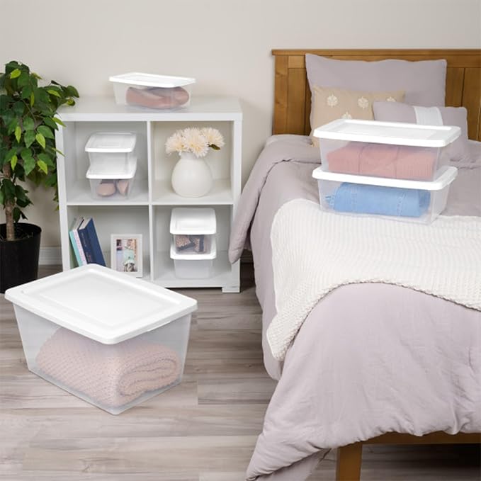 Sterilite 12-Pack Clear Storage Box, Stackable Container Bins - Image 5