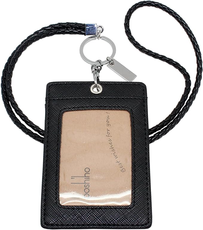 Boshiho Vertical Style Leather ID Card Badge Holder by boshiho
