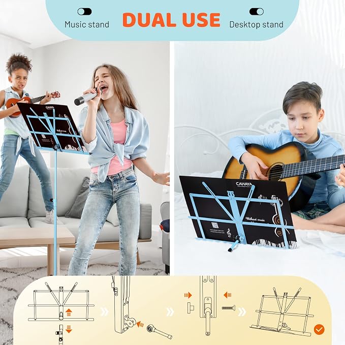 CAHAYA Portable Sheet Music Stand: Dual Use Desktop Book Holder Folding - Image 3