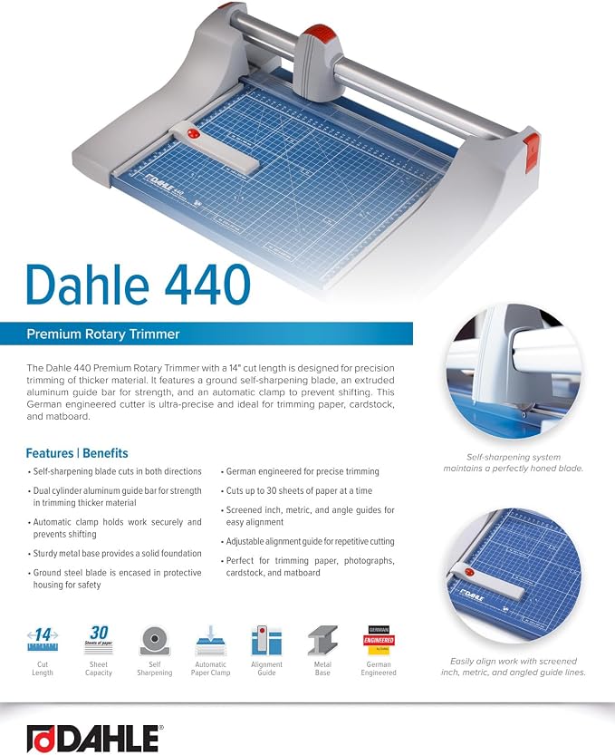 Dahle 440 Premium Rotary Trimmer, 30 Sheet Capacity, Self-Sharpening, Automatic - Image 6