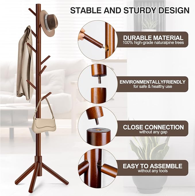 WANGMUXIA 2 PCS Coat Rack, Freestanding Coat Rack - Image 5