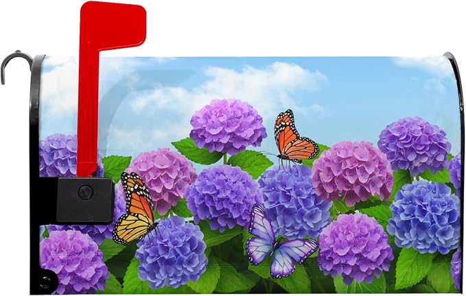 Spring Hydrangea Mailbox Cover Magnetic Standard Size Spring Summer Floral by farg