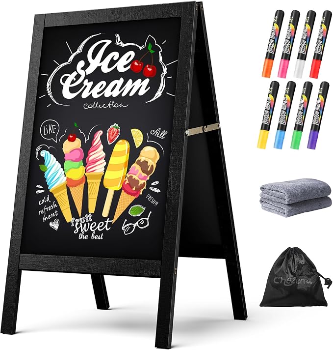 Chezerra A Frame Chalkboard Sign, Wooden Standing ChalkBoards Set by Unknown