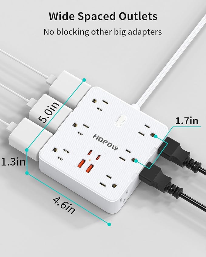 2 Prong Power Strip, 2 Prong to 3 Prong Outlet Adapter with 12 AC & 4 USB(2 USB-C), 1700J Two Prong Surge Protector, 5FT Extension Cord, Wall Mountable, Ideal for Old House Non-Grounded Outlets-DeskLoop Office