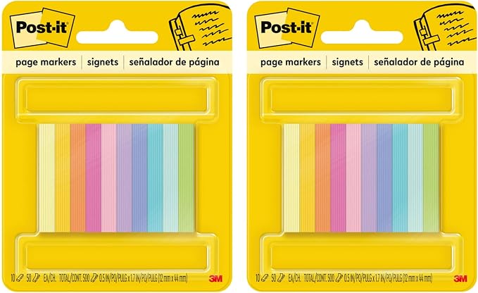 Post-it Page Markers, 1/2 x 2-Inches, 50-Markers/Pad, 10-Pads/Pack by Unknown
