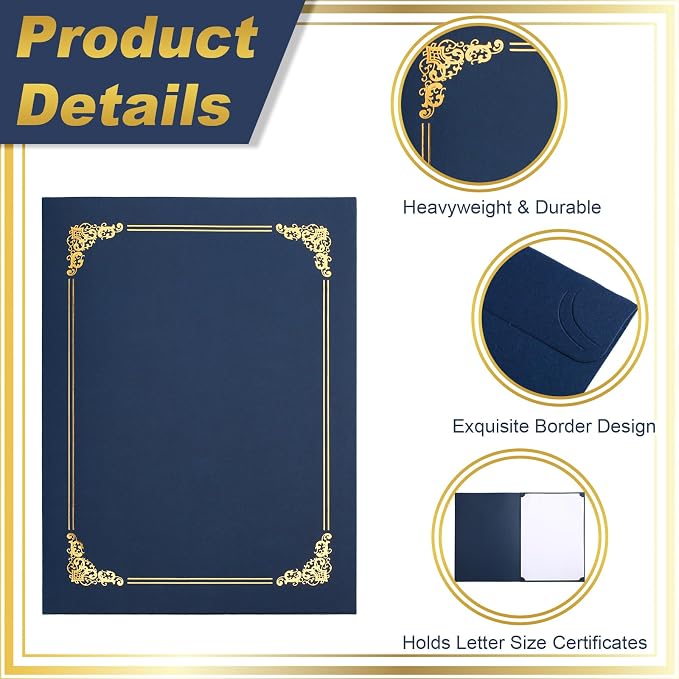 Fainne 120 Pack Certificate Holders Bulk, Diploma Covers Gold Foil Border - Image 3