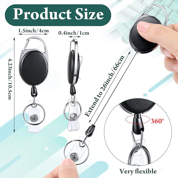 Honoson 50 Pcs Heavy Duty Retractable Badge Reels Batch ID Badge Holder - Image 2