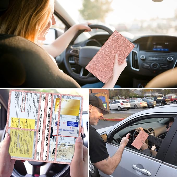 TILDOSAC Car Registration & Insurance Card Holder Leather Auto Glove Box - Image 4
