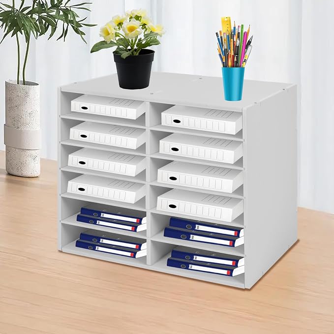 Mail Sorter Desktop, 12 Compartments Literature Organizer, Sheet Sorter - Image 4