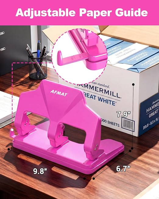 AFMAT 3 Hole Punch Heavy Duty, 40-Sheet Three Hole Punch, 50% Reduced Effort - Image 6