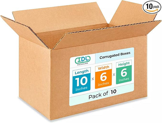 Medium Moving & Shipping Boxes 10x6x6 inches by IDLPackaging