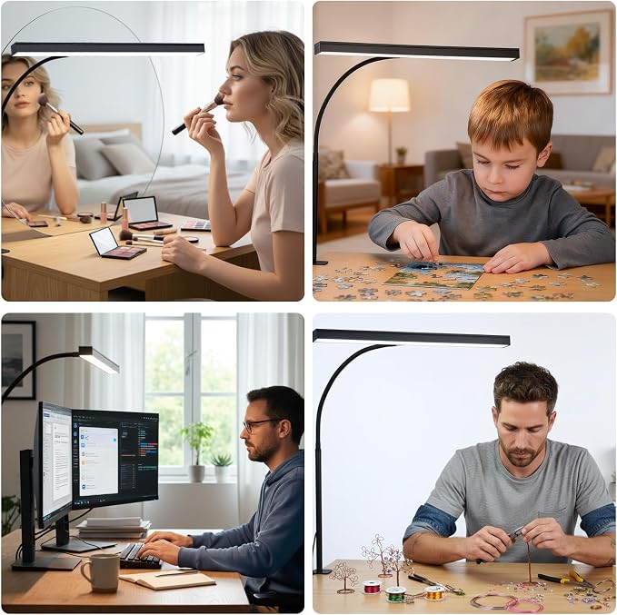 LED Desk Lamp with clamp, Remote Control Desk Lamp, 5 Color Modes & 10 - Image 7