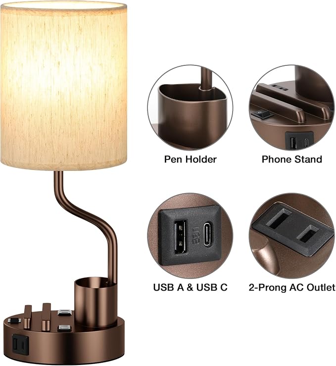 Bedside Table Lamps for Bedroom Set of 2 - Image 7