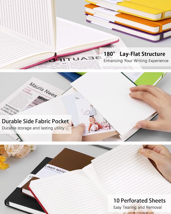 Dynta Hardcover Journal Notebooks, 10 Packs A5 Lined Journals Bulk - Image 3