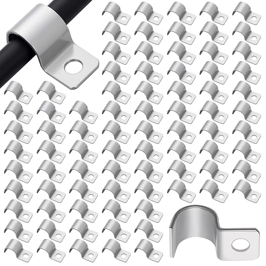 Yaocom 100 Pcs Silver Cable Wire Screw Clips 3/8 Inch, Zinc Plated Steel Clamp by Yaocom