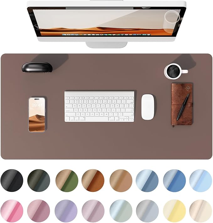 YSAGi Leather Desk Protector, Office Mat, Large Mouse Mat, Non-Slip PU Leather Blotter, Laptop Pad, Waterproof Writing Pad for Office and Home (Chocolate, 31.5" x 15.8")-DeskLoop Office