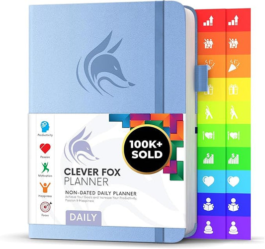 Clever Fox Daily Planner – Undated Planning Notebook with Hourly Schedule & To-Do List – Personal Day Task & Work Organizer, 6 Months (Periwinkle)-DeskLoop Office