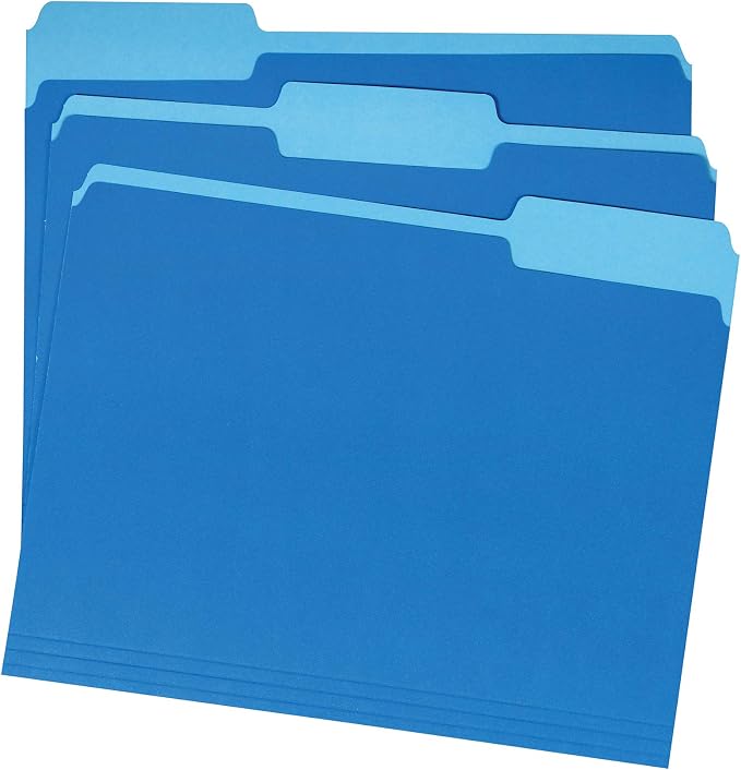 Amazon Basics File Folders for Organization, Letter Size, 1/3 Cut Tab, Sturdy - Image 2