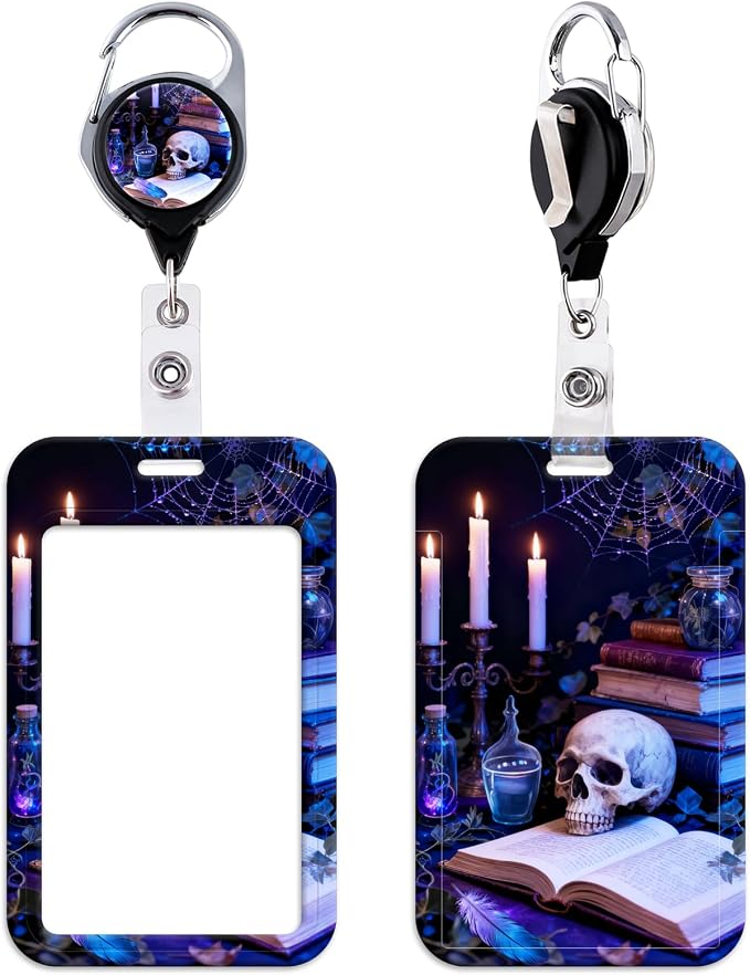 Skull Book ID Badge Holder Cool Retractable Reel by beemorita