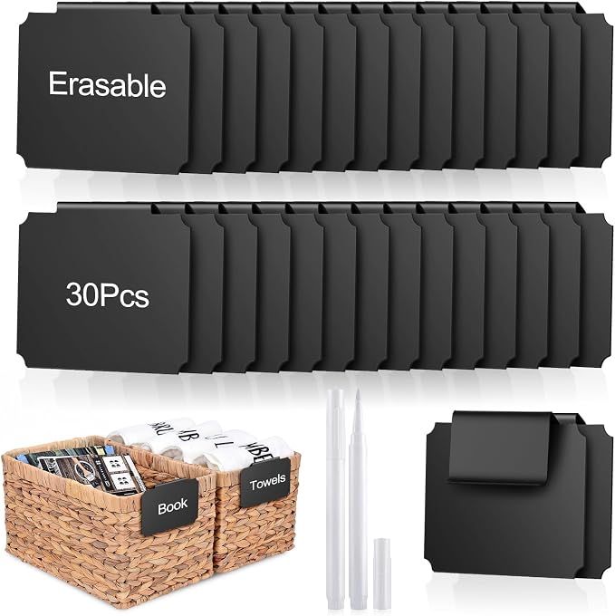 32PCS Basket Labels Clip On Set, Removable Bin Basket Tags Labels by woweasi