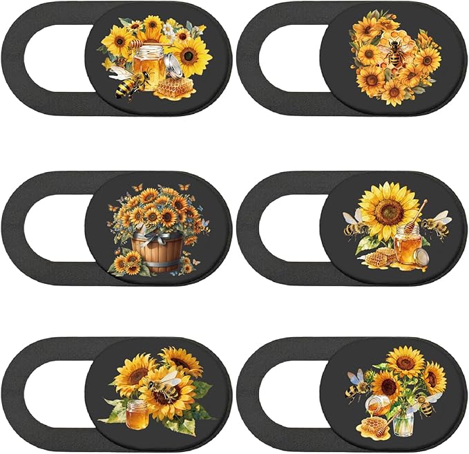 6Pcs 6 Styles Camera Cover Slide Flowers Phone Privacy Camera Cover Bees by PRESSINART