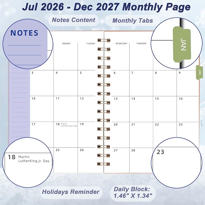 Daily Planner 2026-2027, 2026 Planner Weekly and Monthly, Jul 2026-Dec 2027 - Image 2