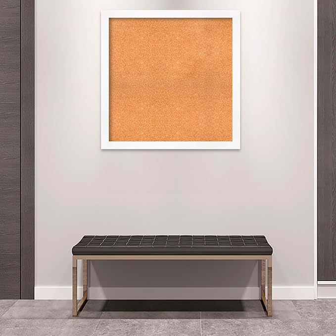Amanti Art Natural Cork Board for Wall, 35x35 Vision Board with White Frame, Large Corkboard Office Decor for Home Organization, Modern Corkboard Pinboard to Display Items for Home Organization in-DeskLoop Office