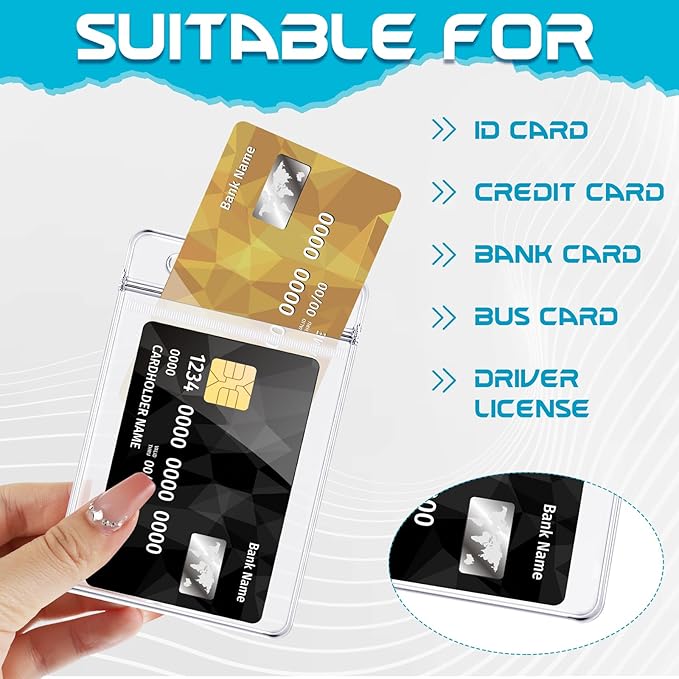 BESARME 60 Pack Vertical ID Card Badge Holder Clear Plastic Sealable Waterproof - Image 3