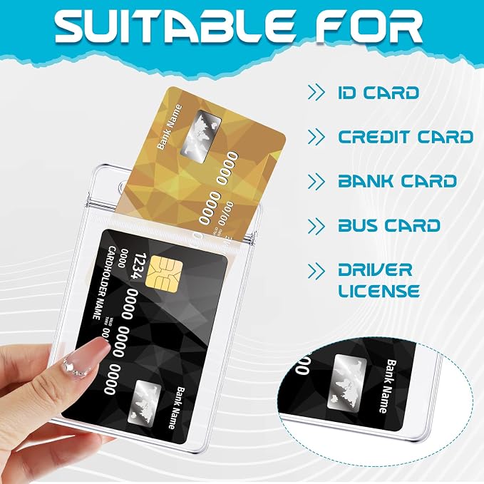 BESARME 30 Pack Vertical ID Badge Holders Clear Plastic Waterproof Card Holder - Image 3