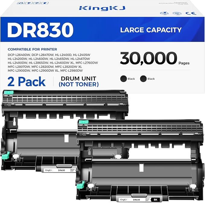 DR830 Drum Unit (Not Toner) 2-Pack Replacement for Brother DR-830 Imaging Drum Compatible for HL-L2460DW HL-L2405W HL-L2480DW MFC-L2820DW DCP-L2640DW MFC-L2900DW HL-L2400D HL-L2460DW XL Laser Printer-DeskLoop Office