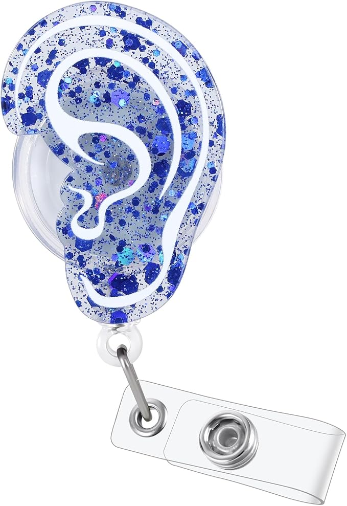 Funny Audiology Nurse Badge Reel, Cute Ear Retractable ID Badge Holder by LINAYOHA