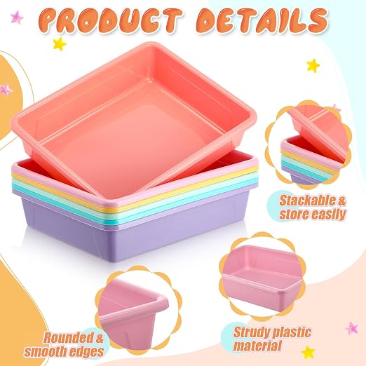 Affrolling 12 Pack Letter Size Flat Storage Tray, Stackable Plastic Organizer - Image 3