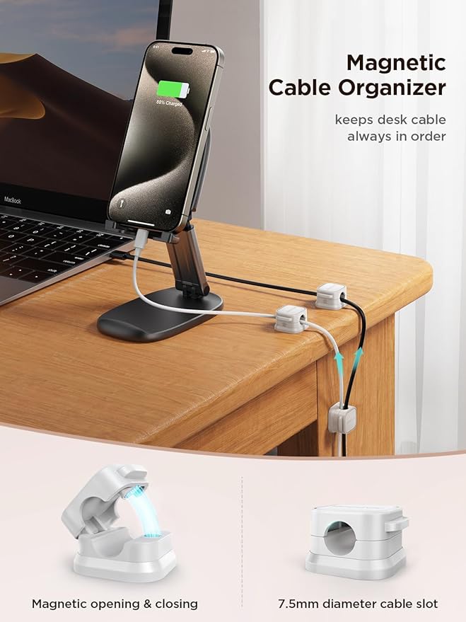6 Pack Magnetic Cord Holder, Cord Organizer Cable Clip - Image 2