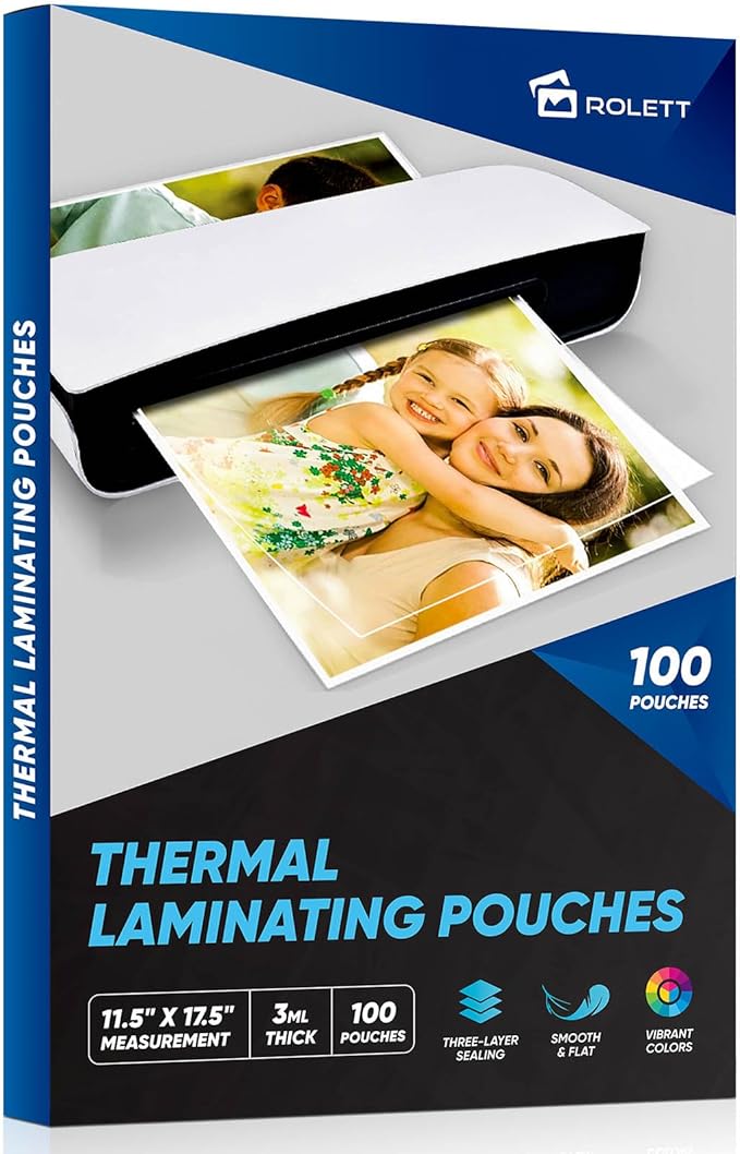 Laminating Sheets, 100 Pack Laminating Pouches Holds 11 x 17 Inch Sheets, 3 Mil Laminate Sheets 11.5 x 17.5 Inch for Laminator, Clear A3 Thermal Laminating Pouches with Round Corner-DeskLoop Office