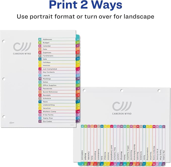 Avery A-Z Dividers for 3 Ring Binders, 26 Tabs per Set, Customizable Table of - Image 3