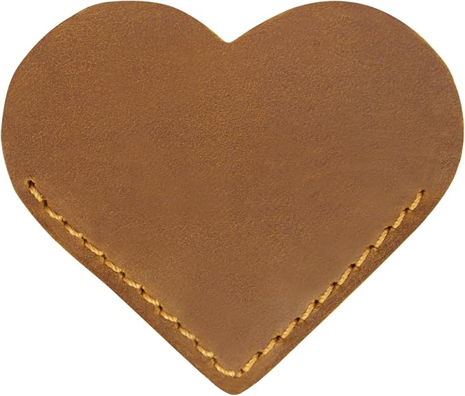 Jack&Chris Genuine Leather Heart Bookmark, Handmade Stitched Corner Page by JackChris