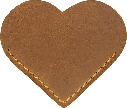 Jack&Chris Genuine Leather Heart Bookmark, Handmade Stitched Corner Page by JackChris