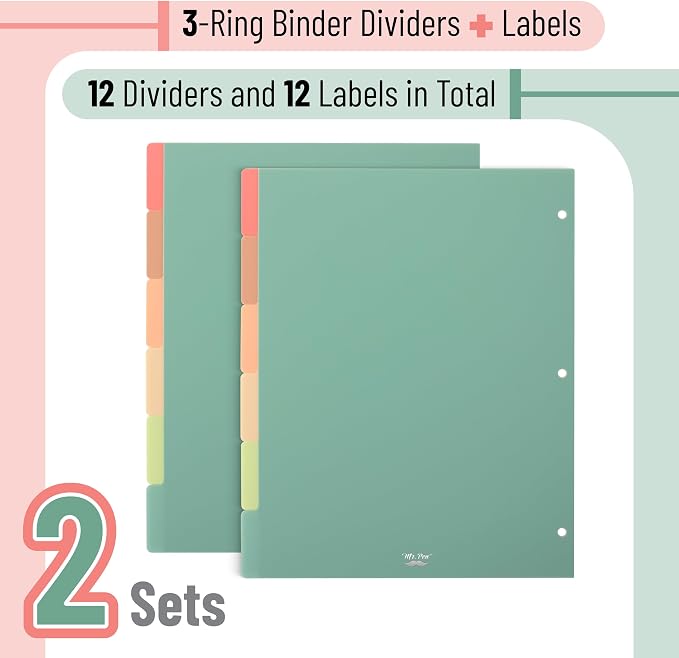 Mr. Pen- Dividers for 3 Ring Binder, 2 Sets, 6 Pack/Set, Binder Dividers - Image 2