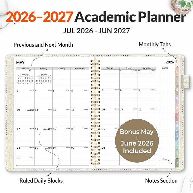 SUNEE 2026-2027 Weekly & Monthly Planner 9"x11.2" - Image 2