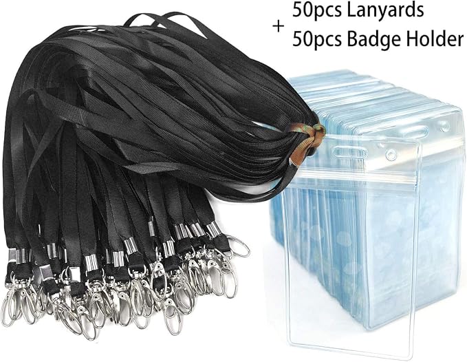 Lanyard with ID Holder 50 Pcs Waterproof Name Tag Vertical Badge ID Card - Image 6