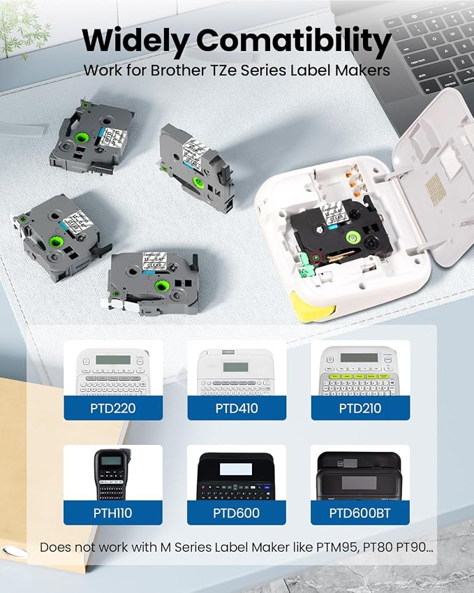 Replacement for Brother Label Maker Tape Clear TZ 12mm 0.47 Inch Ptouch Label - Image 2