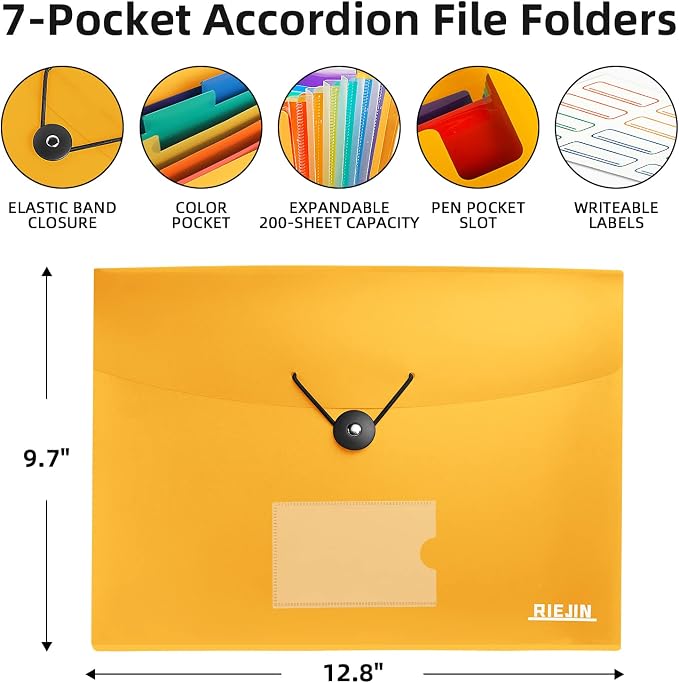 Accordian File Organizer 7 Pocket Expanding File Folder - Image 3